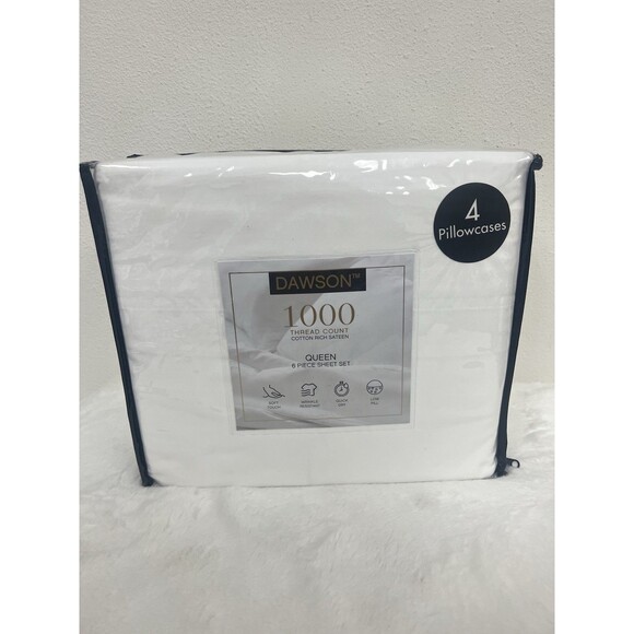 Dawson 1000-Thread Count Cotton Blend Sateen 6-Pc QUEEN Sheet Set New - Picture 1 of 3